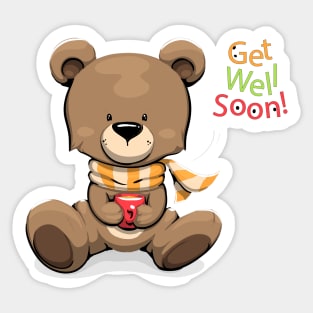 Get Well Soon Cute Bear Sticker